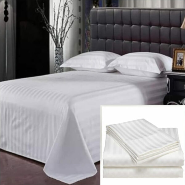 White Striped Cotton Bedsheet