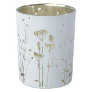 Floral Printed Glass Candle Holder With 10L String Light