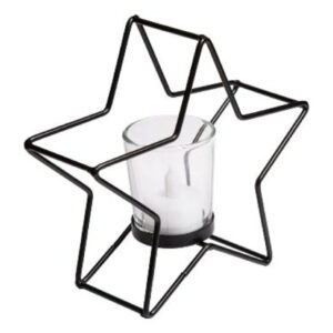 Glass Candle Holder With Black Metal Stand