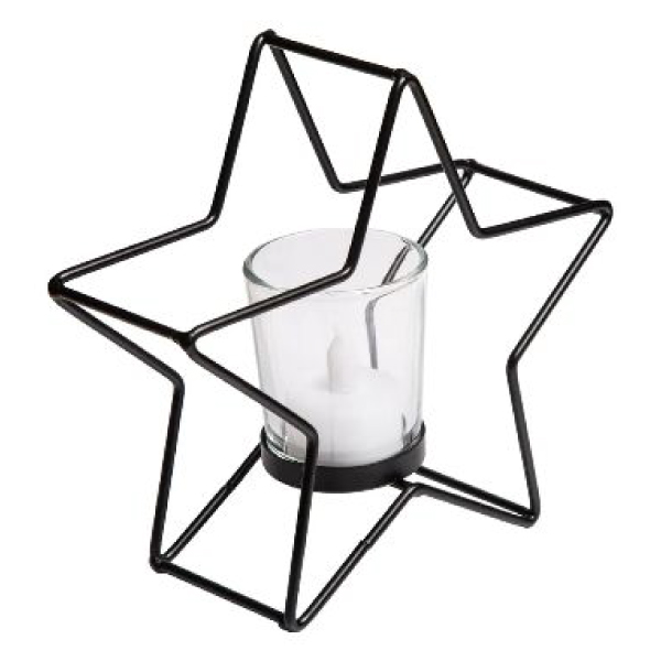 Glass Candle Holder With Black Metal Stand