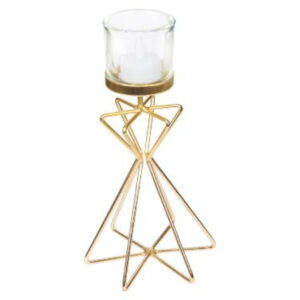 Glass Candle Holder With Gold Metal Stand