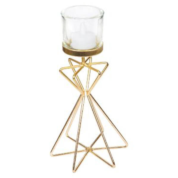 Glass Candle Holder With Gold Metal Stand