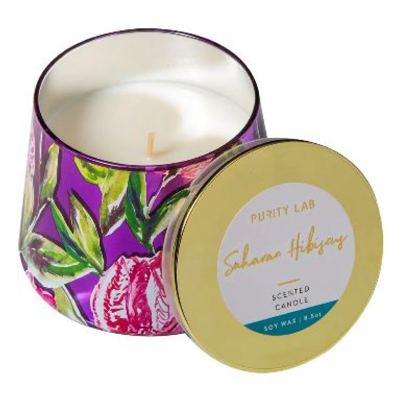 Scented Candle In Metallic Glass Jar With Gold Lid – Saharan Hibiscus Gallery 1 Scented Candle In Metallic Glass Jar With Gold Lid – Saharan Hibiscus