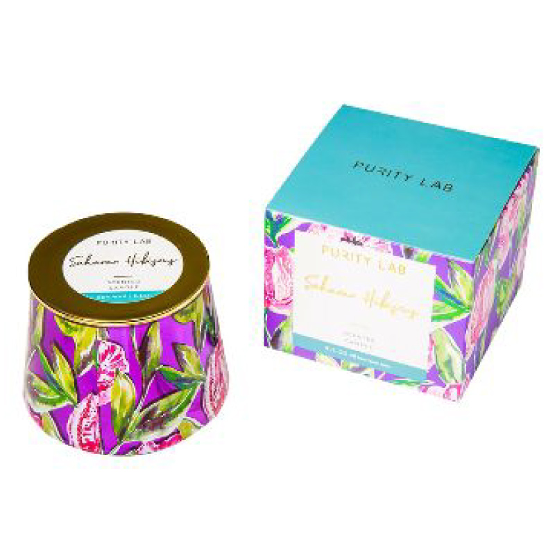 Scented Candle In Metallic Glass Jar With Gold Lid – Saharan Hibiscus Gallery 2 Scented Candle In Metallic Glass Jar With Gold Lid – Saharan Hibiscus