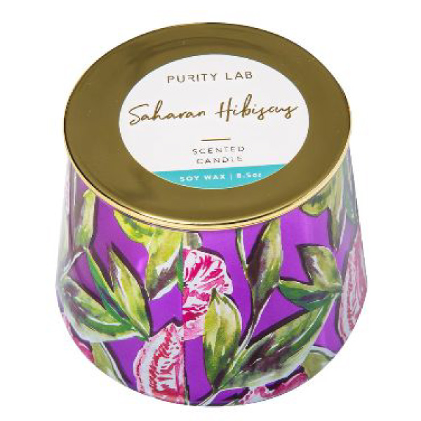 Scented Candle In Metallic Glass Jar With Gold Lid – Saharan Hibiscus